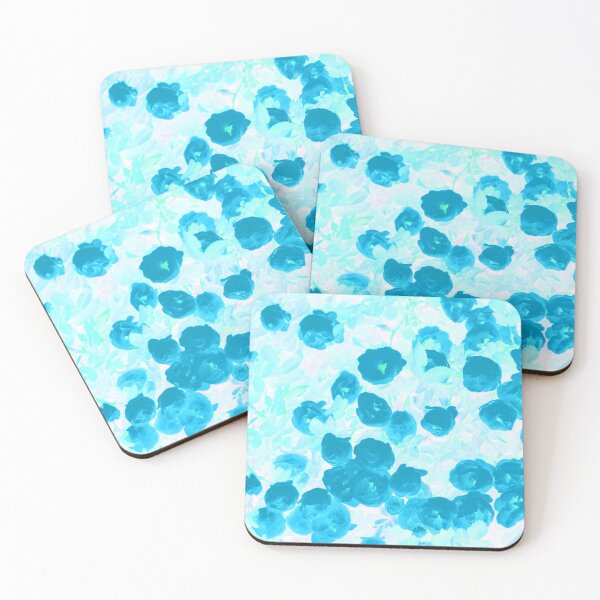 Item preview, Floral Motives with Blooming Small Cyan Blue  Roses designed and sold by IraNiva.