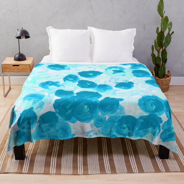 Item preview, Floral Motives with Blooming Small Cyan Blue  Roses designed and sold by IraNiva.