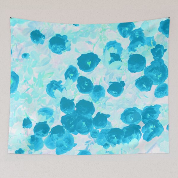 Item preview, Floral Motives with Blooming Small Cyan Blue  Roses designed and sold by IraNiva.