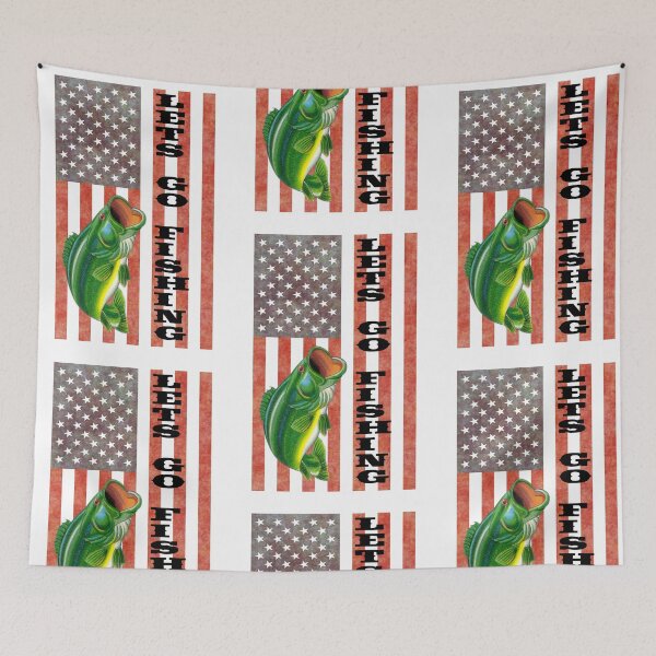 Item preview, Lets Go Fishing Flag USA Large Mouth Bass designed and sold by KeysTreasures.