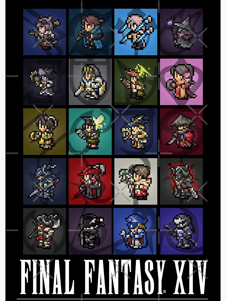 "Final Fantasy XIV 14 All Jobs PIXEL SPRITE" Art Print for Sale by