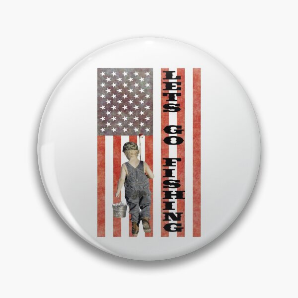 Item preview, Lets Go Fishing Flag USA Boy in Overalls Fishing Pole Bucket designed and sold by KeysTreasures.