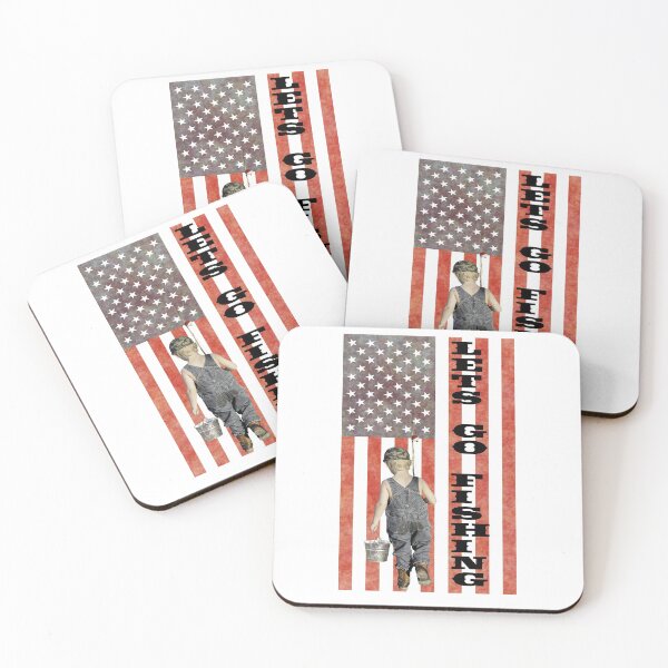 Item preview, Lets Go Fishing Flag USA Boy in Overalls Fishing Pole Bucket designed and sold by KeysTreasures.