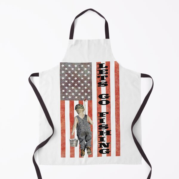 Item preview, Lets Go Fishing Flag USA Boy in Overalls Fishing Pole Bucket designed and sold by KeysTreasures.