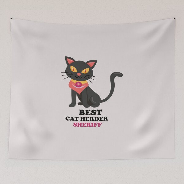 Item preview, Black cat herder sheriff designed and sold by PastaPrint.