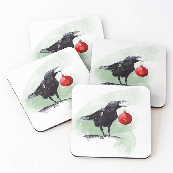 Item preview, Holiday Raven Holding Christmas Ornament designed and sold by stephaniepeters.
