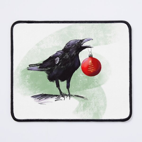 Item preview, Holiday Raven Holding Christmas Ornament designed and sold by stephaniepeters.