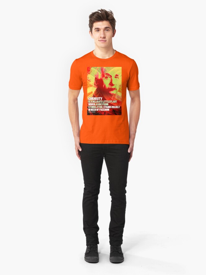 Alternate view of Albert Einstein Inspirational Quote Slim Fit T-Shirt