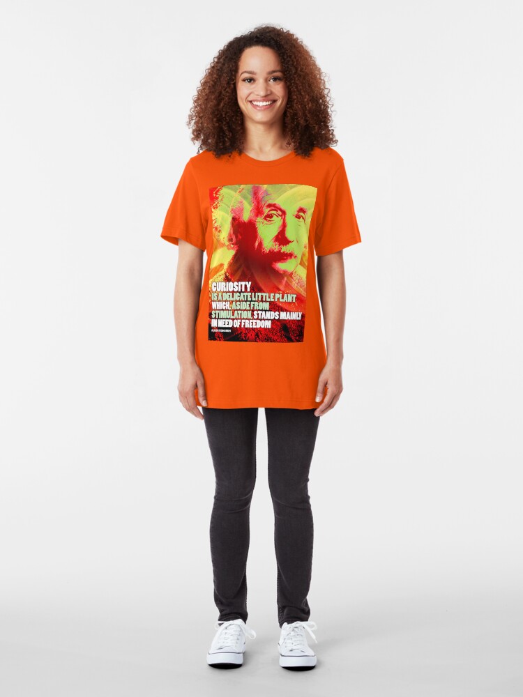 Alternate view of Albert Einstein Inspirational Quote Slim Fit T-Shirt