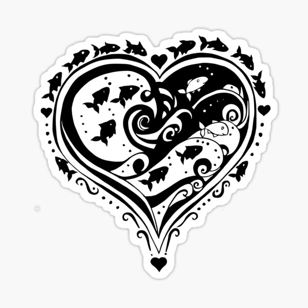 Heart with Fish Sticker