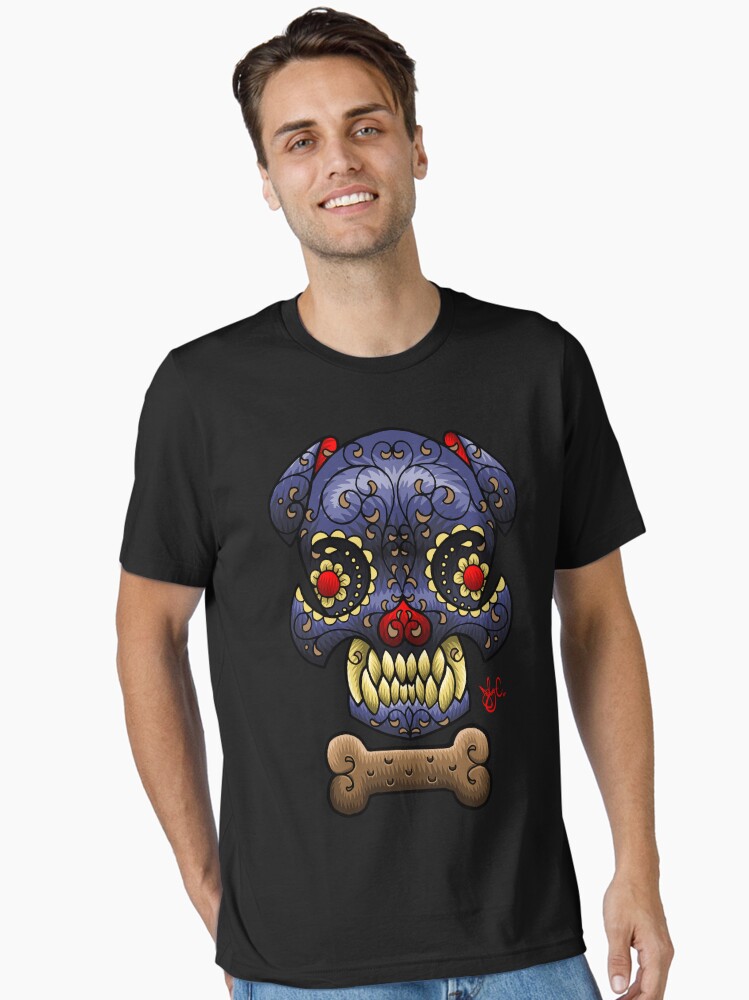 Thumbnail 1 of 7, Essential T-Shirt, Boston Terrier Sugar skull. designed and sold by jabwai.