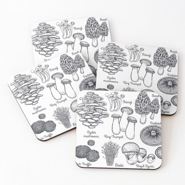 Item preview, Edible Mushrooms of the World Ink Illustration Vintage  designed and sold by dayfrit.