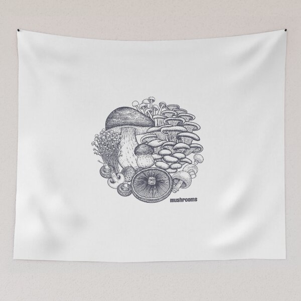 Item preview, Ink Mushrooms Vintage Illustration designed and sold by dayfrit.