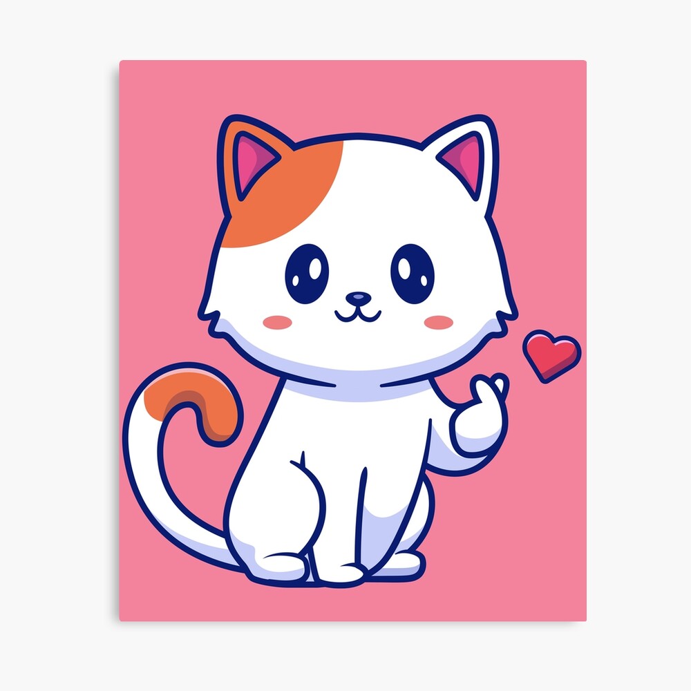 Cute cat with love sign hand , cartoon