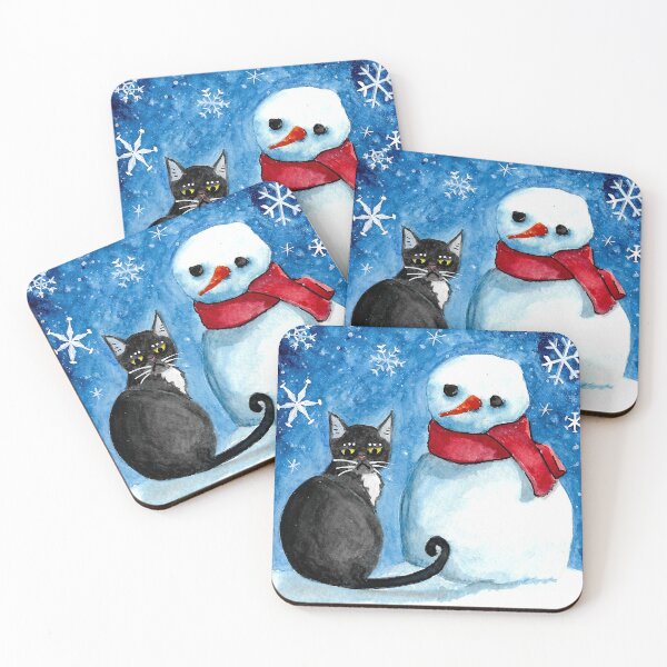 Item preview, Tuxedo Cat With Snowman designed and sold by JulieSpriddle.