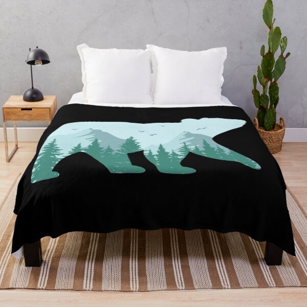 Item preview, Silhouette of A Bear Inside A Pine Forest With A Mountains designed and sold by franktact.