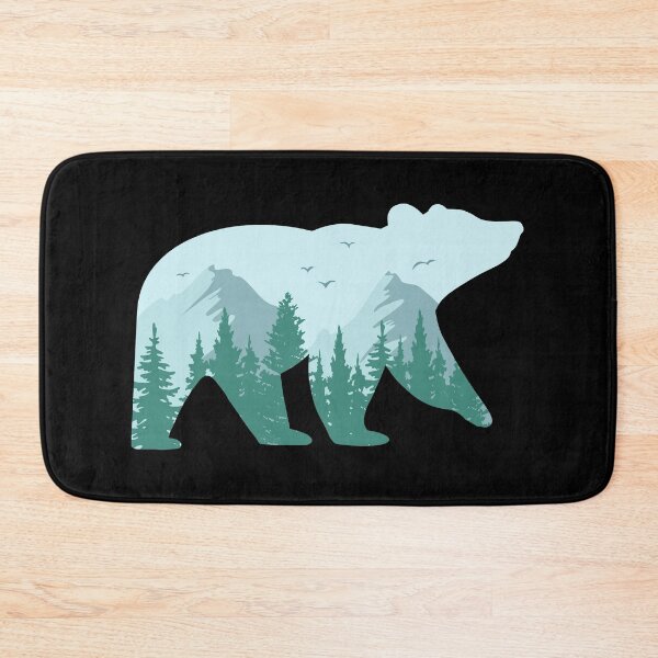 Item preview, Silhouette of A Bear Inside A Pine Forest With A Mountains designed and sold by franktact.