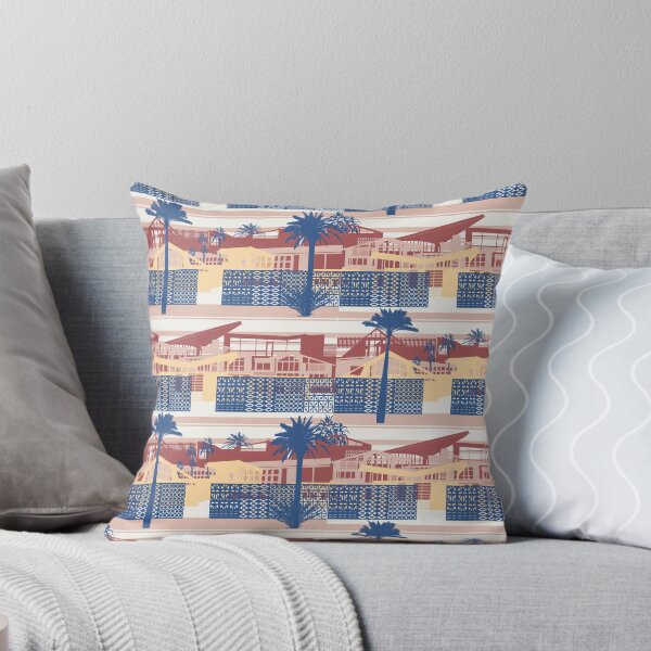 Pattern - Mid Modern Architecture skyline - Scaled down 50% Throw Pillow