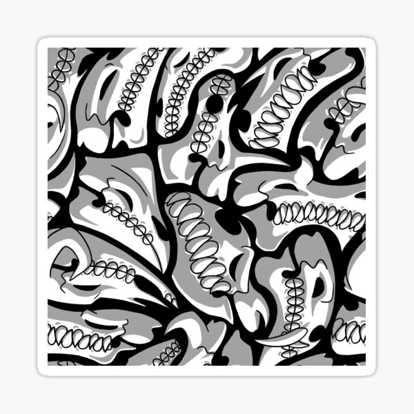 Old Rubberhose Cartoon Skulls Sticker