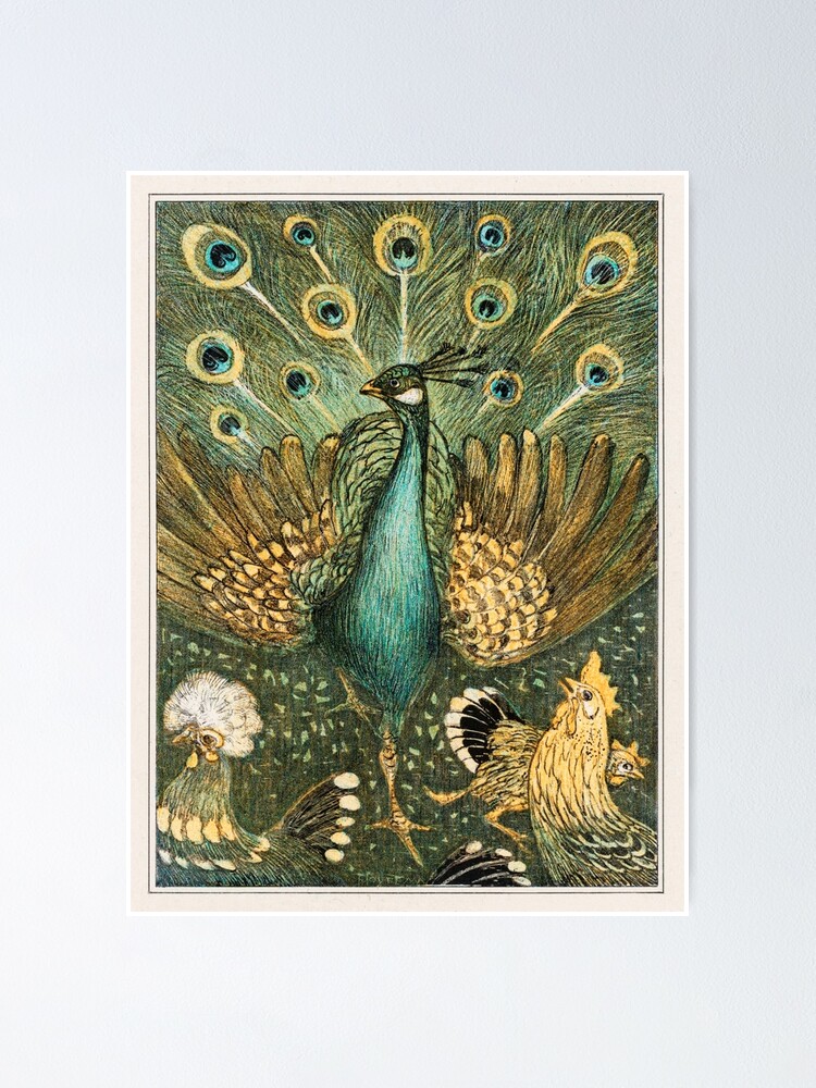 pavo real pintura vintage