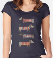 Sausage Dogs in Sweaters Dark Women's Fitted Scoop T-Shirt