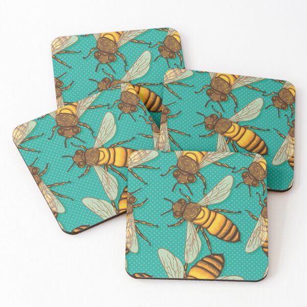 Item preview, Honey bees on green  designed and sold by SisileeGift.