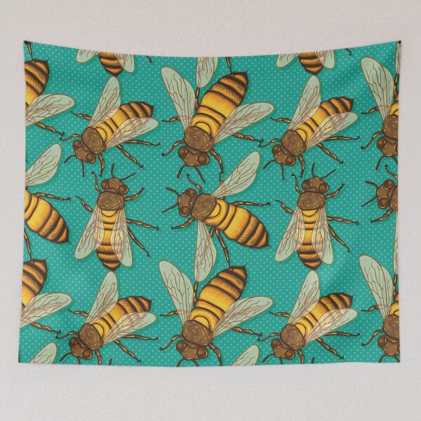 Item preview, Honey bees on green  designed and sold by SisileeGift.