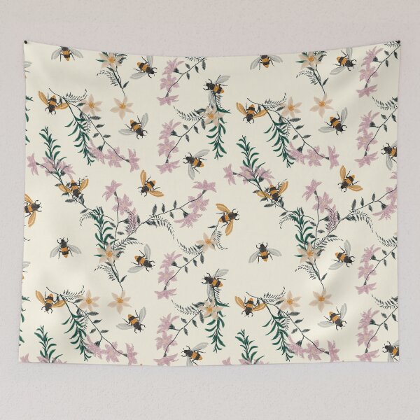 Item preview,  Bee wild flower embroidery designed and sold by SisileeGift.