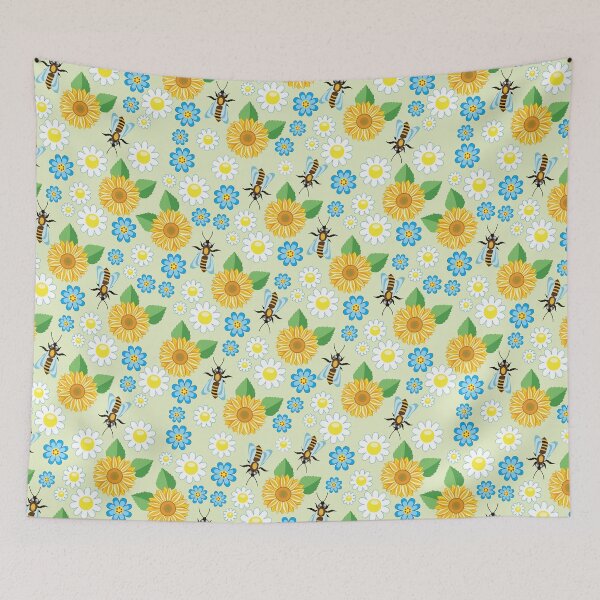 Item preview, Bees and yellow flowers designed and sold by SisileeGift.