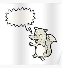 cartoon clever wolf Poster