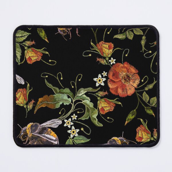 Item preview, Embroidery wild bee roses flowers designed and sold by AletacStore.