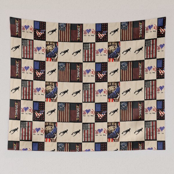 Item preview, Diving Vintage American Flag Patchwork designed and sold by AletacStore.