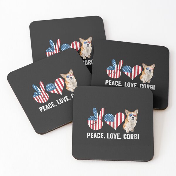Item preview, Peace Love Corgi Dad Mom American Flag Corgi Dog Lover Owner designed and sold by DahlilaJo.