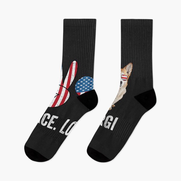 Item preview, Peace Love Corgi Dad Mom American Flag Corgi Dog Lover Owner designed and sold by DahlilaJo.