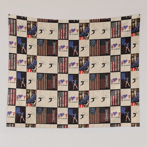 Artikelvorschau, Gymnastik Vintage amerikanische Flagge Patchwork entworfen und verkauft von AletacStore.