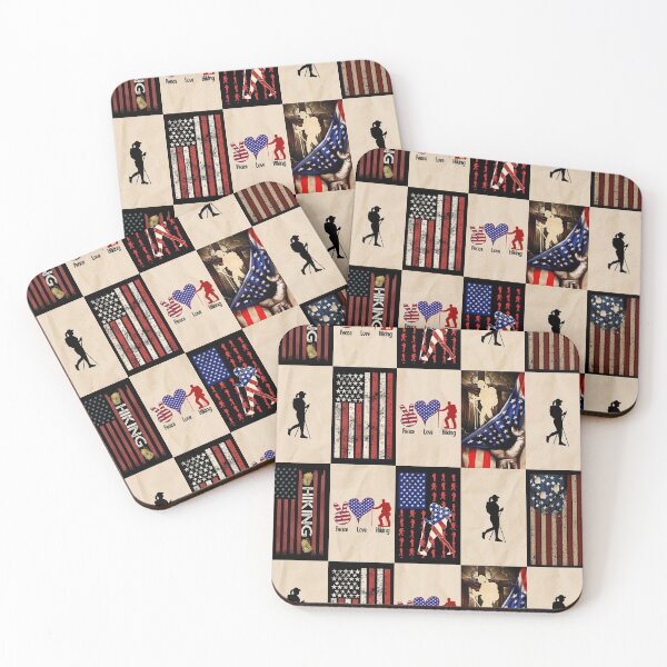 Item preview, Hiking Vintage American Flag Patchwork designed and sold by AletacStore.