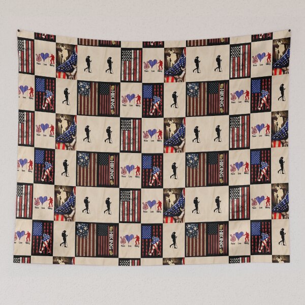 Item preview, Hiking Vintage American Flag Patchwork designed and sold by AletacStore.