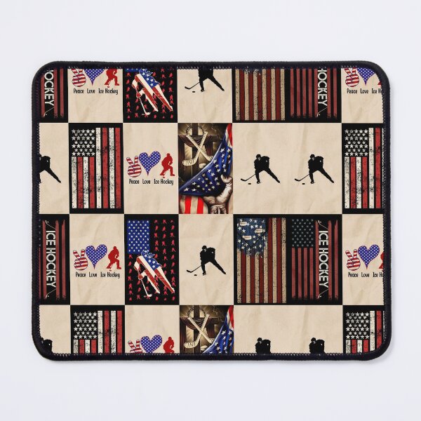 Item preview, Ice Hockey Vintage American Flag Patchwork designed and sold by AletacStore.