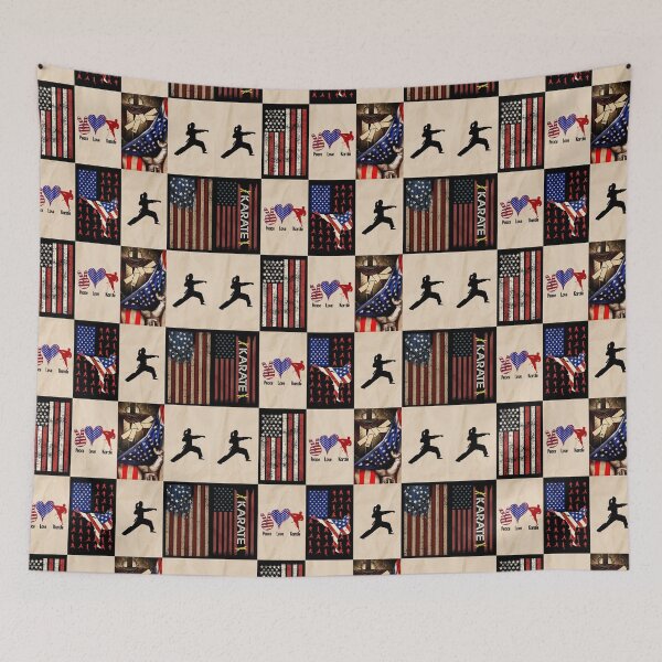Item preview, Karate Vintage American Flag Patchwork designed and sold by AletacStore.