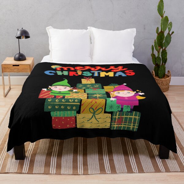 Item preview, Merry Christmas with elves and presents designed and sold by Scribblehound.