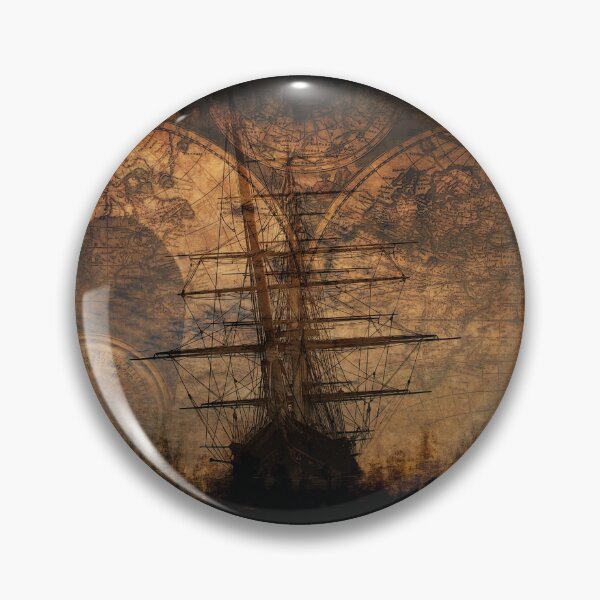 Item preview, Cutting the Waves - Clipper Sailing Ship and Old World Map designed and sold by NaturePrints.