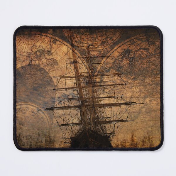 Item preview, Cutting the Waves - Clipper Sailing Ship and Old World Map designed and sold by NaturePrints.