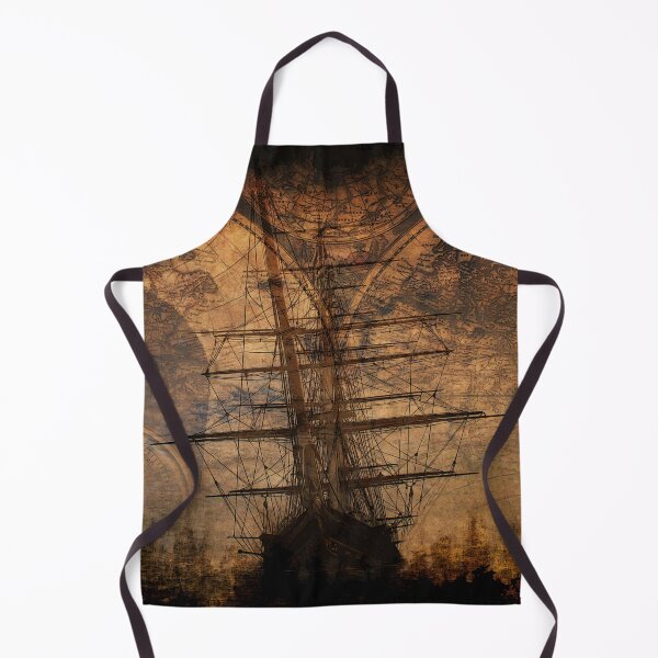 Item preview, Cutting the Waves - Clipper Sailing Ship and Old World Map designed and sold by NaturePrints.