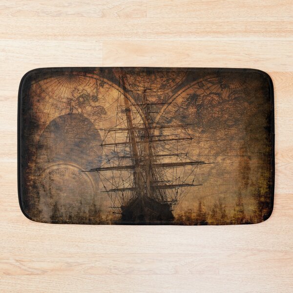 Item preview, Cutting the Waves - Clipper Sailing Ship and Old World Map designed and sold by NaturePrints.