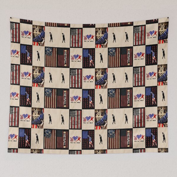 Item preview, Netball American Flag Retro Art designed and sold by RoslynArt.