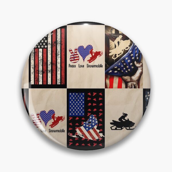 Item preview, Snowmobile American Flag Retro Art designed and sold by RoslynArt.