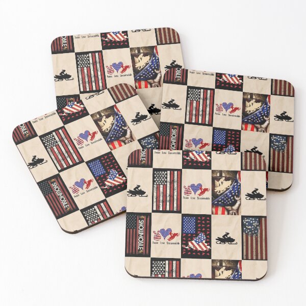 Item preview, Snowmobile American Flag Retro Art designed and sold by RoslynArt.