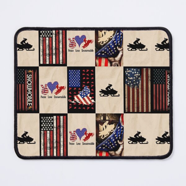 Item preview, Snowmobile American Flag Retro Art designed and sold by RoslynArt.
