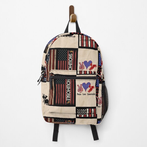 Item preview, Snowmobile American Flag Retro Art designed and sold by RoslynArt.