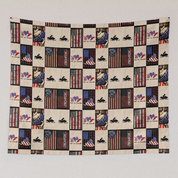 Item preview, Snowmobile American Flag Retro Art designed and sold by RoslynArt.